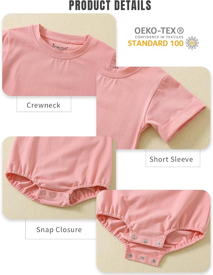 Jimonda Baby Bubble Romper Short Sleeve Bodysuit T-Shirt | 100% Cotton - Image 3