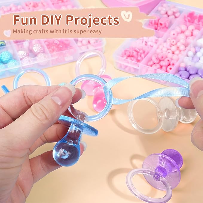 72 Pcs Baby Shower Pacifiers, 2.75’’ Plastic Pacifiers for Baby Shower Game, Baby Shower Decoration DIY, Gender Reveal Party Table Scatter/Baby Shower Party Favors, 4 Color