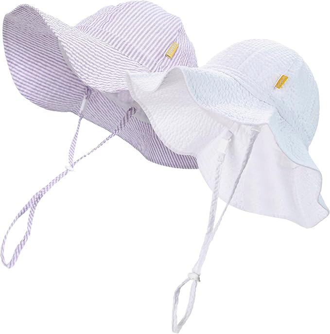 Baby & Toddler Wide Brim Sun Hats UPF 50+ Sun Protection Bucket Cap Cute by Dasmini