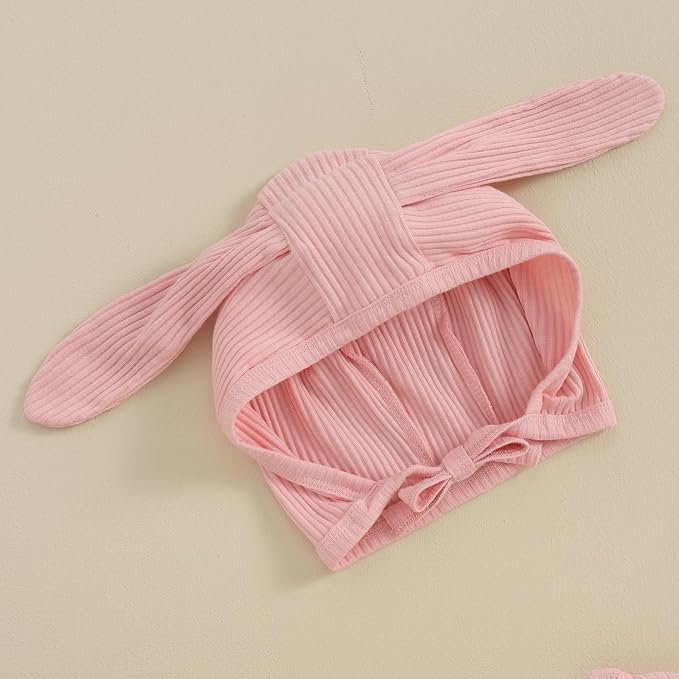 Newborn Baby Boy Girl Romper Easter Outfits Bunny Ear Hoodie Button Onesie - Image 4