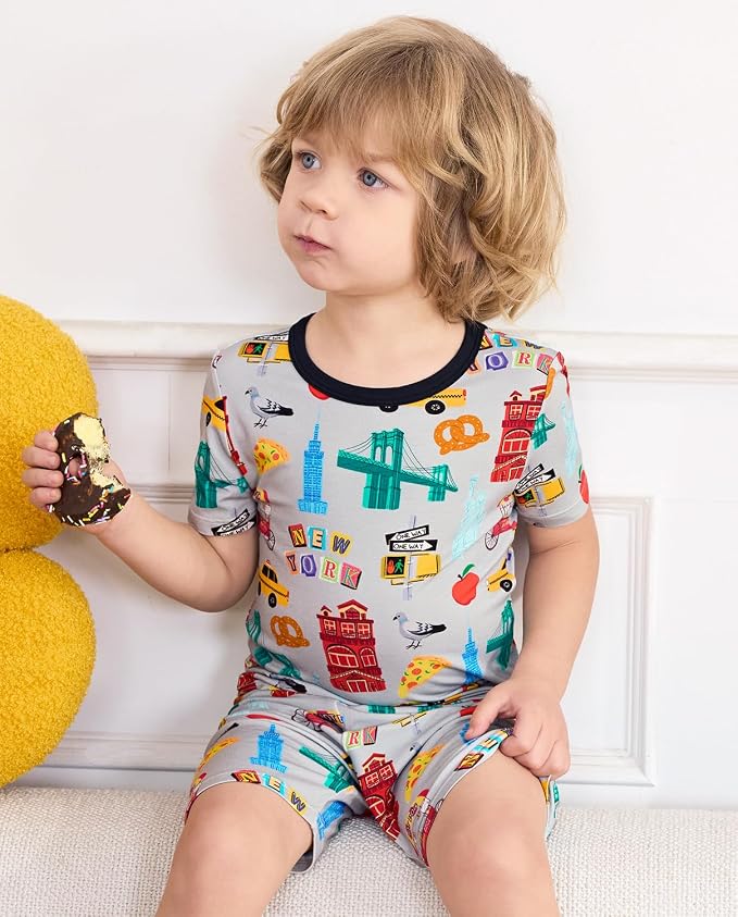 babee Reshinee Bamboo Viscose Toddler Boys Pajamas Set, Short Sleeve Kids - Image 7