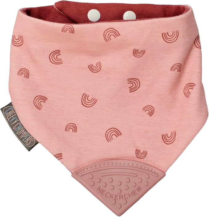 Cheeky Chompers Neckerchew Teething Bib, 2-in-1 Bandana Style Bib w/Food Grade - Image 2