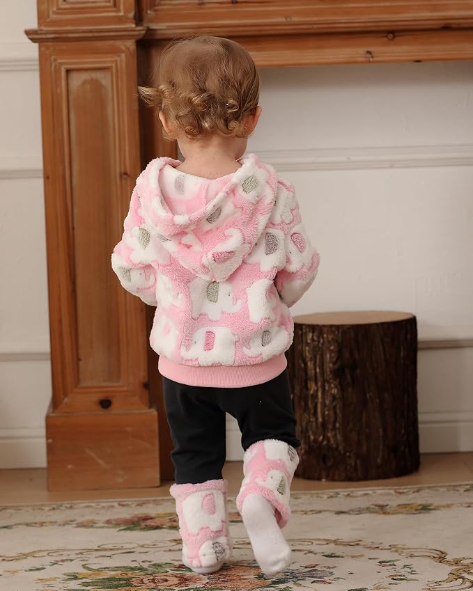 Jecson Toddler Girl Clothes Baby Girl Fleece Hoodie Outfits Thick Thermal - Image 4