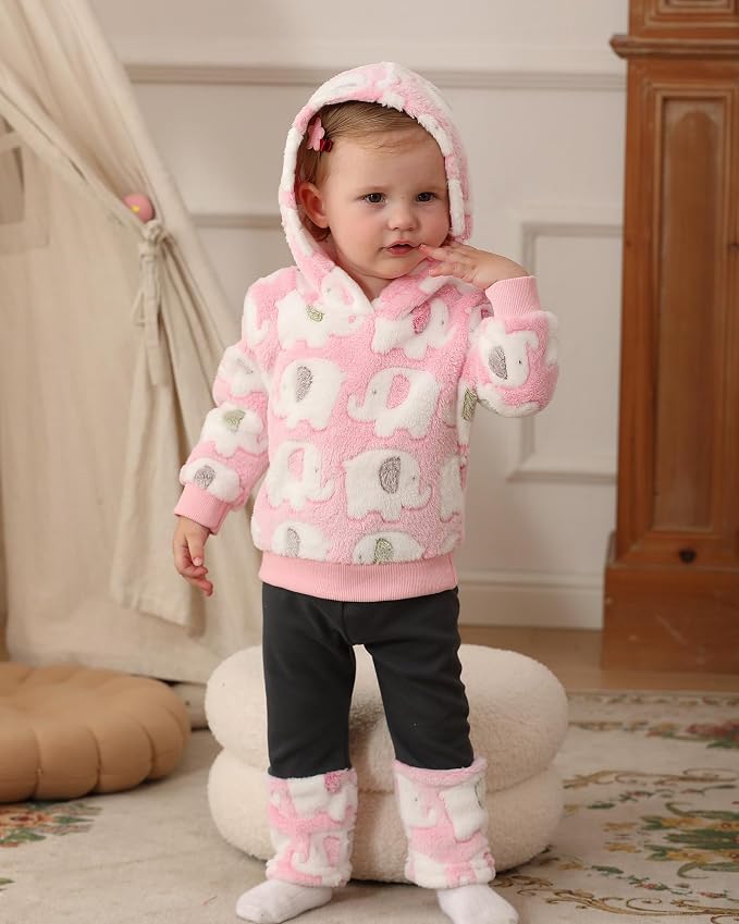 Jecson Toddler Girl Clothes Baby Girl Fleece Hoodie Outfits Thick Thermal - Image 2