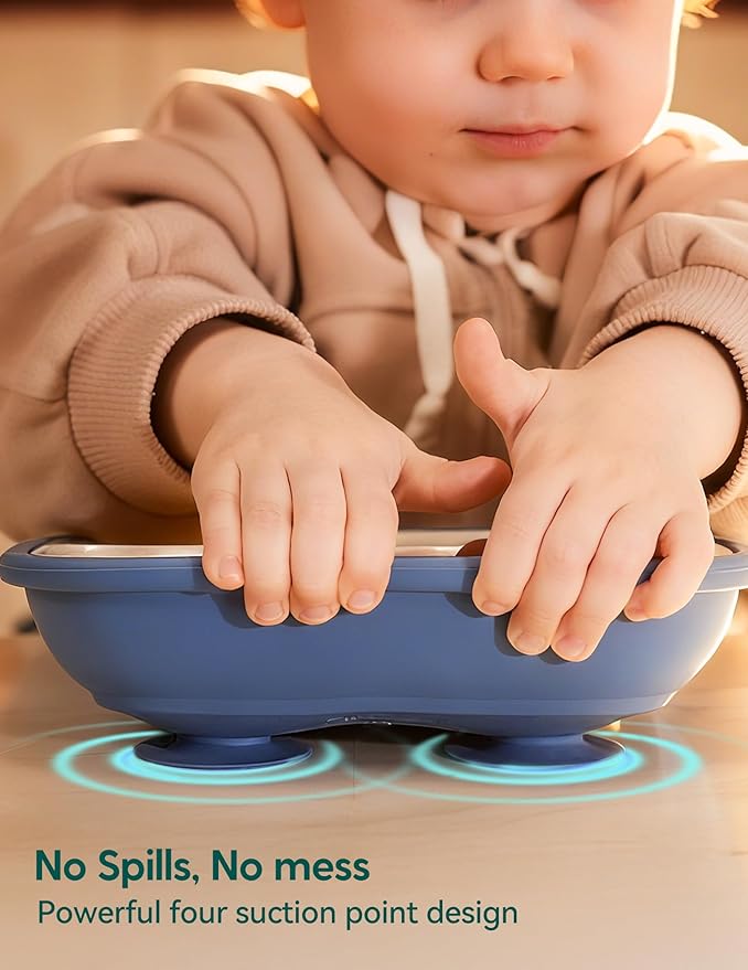 BABELIO 8'' Toddler Porcelain Plates with Silicone Suction Sleeves, Lead & BPA Free, Divided, Microwave & Dishwasher Safe, Stay Put, Suitable for Kids/Babies, Matcha Green