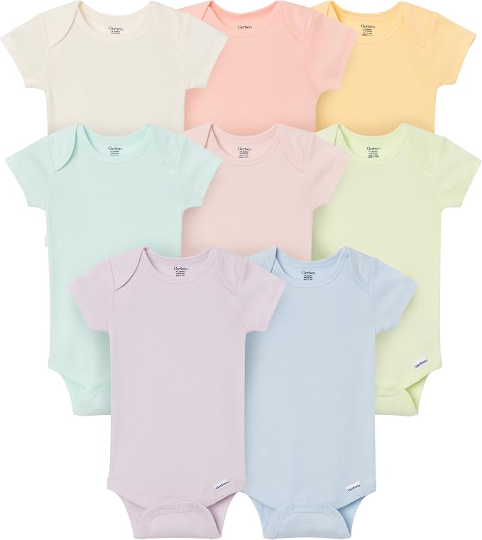 Gerber Baby Boys & Girls 8-Pack Short Sleeve Onesies Bodysuits by Gerber