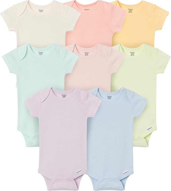 Gerber Baby Boys & Girls 8-Pack Short Sleeve Onesies Bodysuits by Gerber