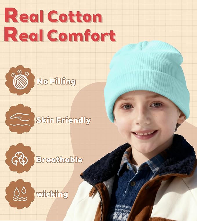 100% Cotton Baby Beanie Toddler Boys Girls Kids Winter Hat Knit Winter Warm Cap - Image 2