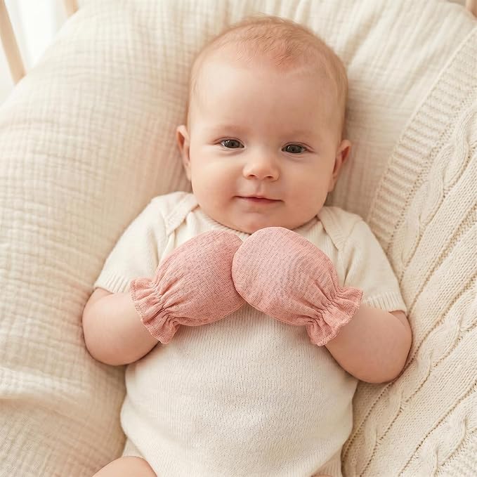 Muslin Baby Mittens for Newborn Cotton No Scratch Soft Gloves 0-6 months | - Image 5