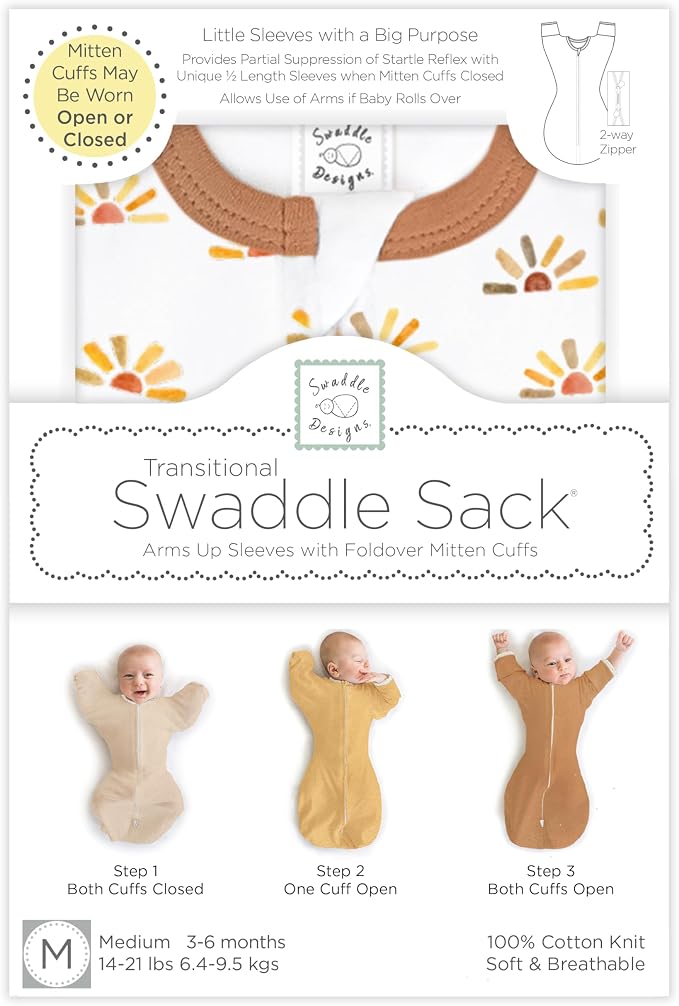 SwaddleDesigns Transitional Swaddle Sack, Arms Up Half-Length Sleeve & Mitten - Image 8
