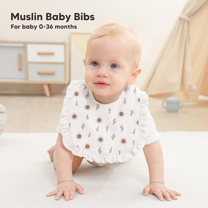 Bearmoss 8 Pack Muslin Baby Bibs - Image 3
