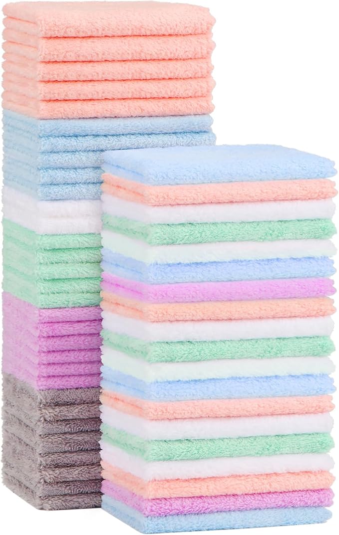Orighty Baby Washcloths 50-Pack, Microfiber Coral Fleece Baby Face Towels by AllRightinOrighty