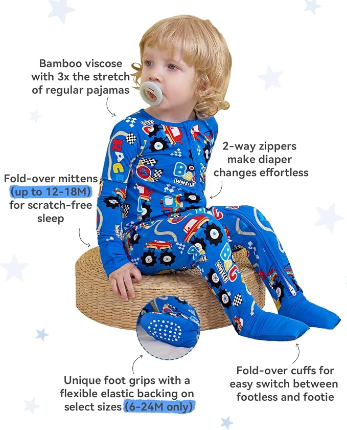 babee Reshinee Bamboo Viscose Baby Footie Pajama, Zipper Sleeper Boys Girls | - Image 3