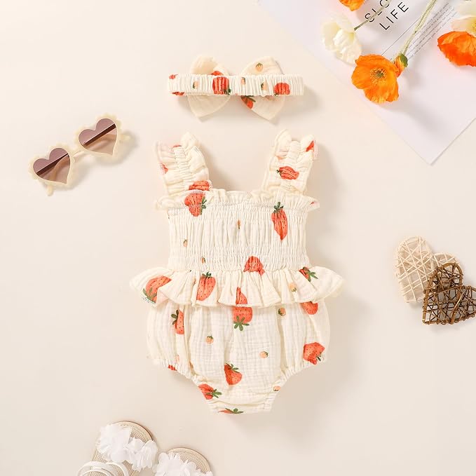 YOUNGER TREE Baby girl Romper Infant Summer Clothes Ruffle Sleeveless One Piece - Image 3