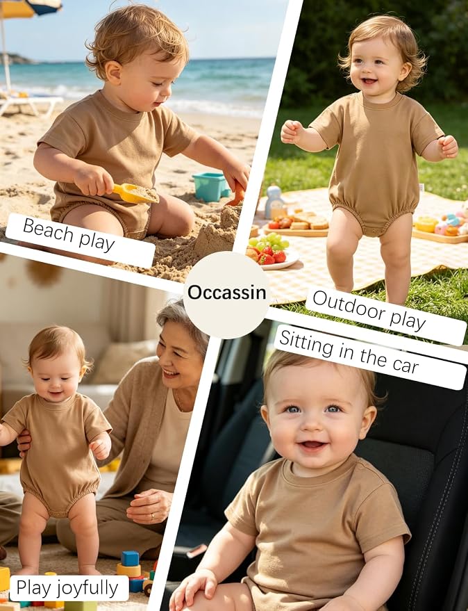 Baby Bubble Onesie Romper 100% Organic Cotton Clothes Short Sleeve Summer Solid - Image 7