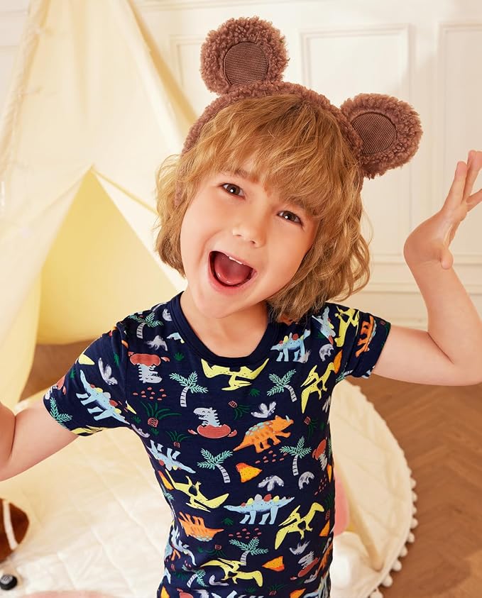 babee Reshinee Bamboo Viscose Toddler Boys Pajamas Set, Short Sleeve Kids - Image 4