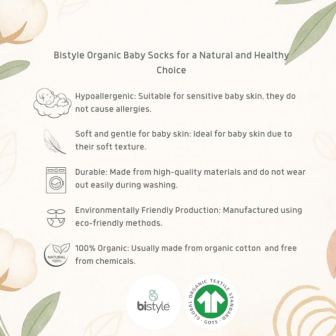 bistyle Baby Grip Ankle Socks 6 Pairs | Newborn Infant Toddlers Sock Organic - Image 6