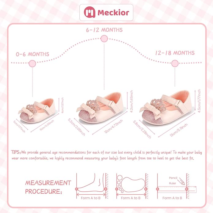 Meckior Infant Baby Girls Soft Sole Bowknot Princess Wedding Dress Mary Jane - Image 6