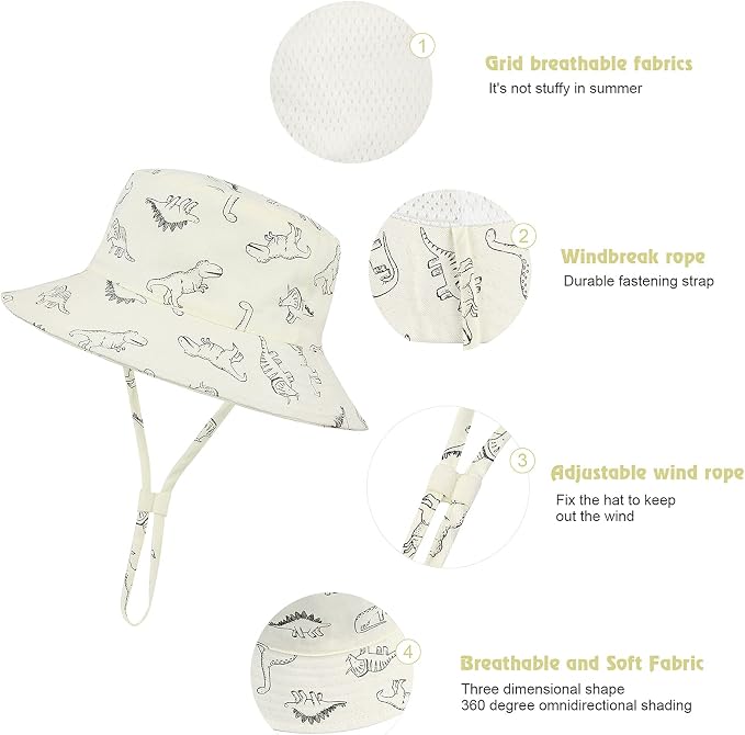 Durio UPF 50+ Baby Sun Hat Wide Brim Toddler Bucket Hats - Image 4