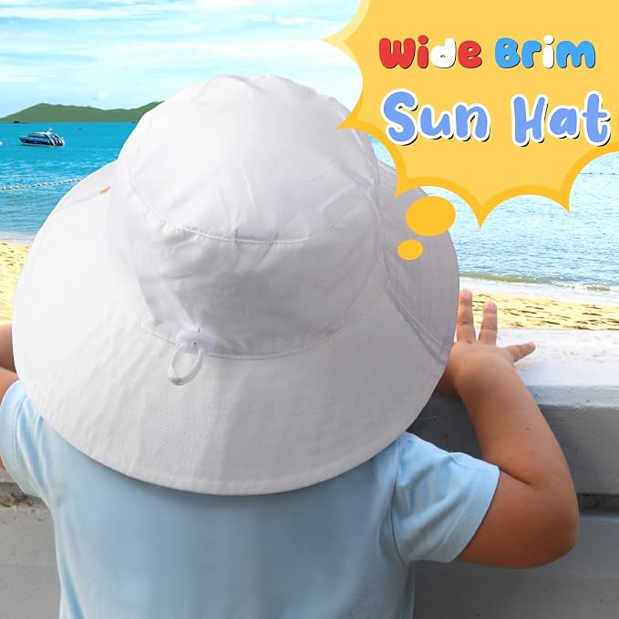 Baby Sun Hat Kids Summer Sun Protection Toddler Bucket Hat Wide Brim Adjustable - Image 5