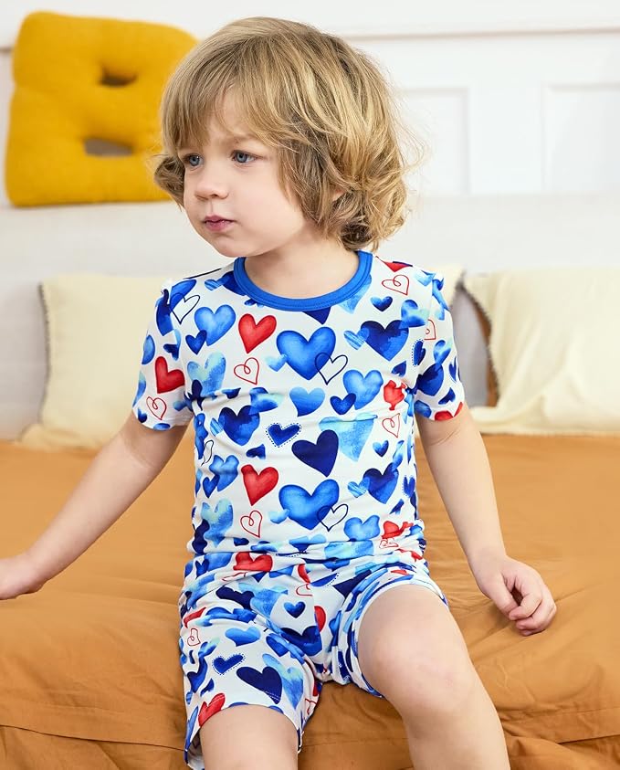 babee Reshinee Bamboo Viscose Toddler Boys Pajamas Set, Short Sleeve Kids - Image 2