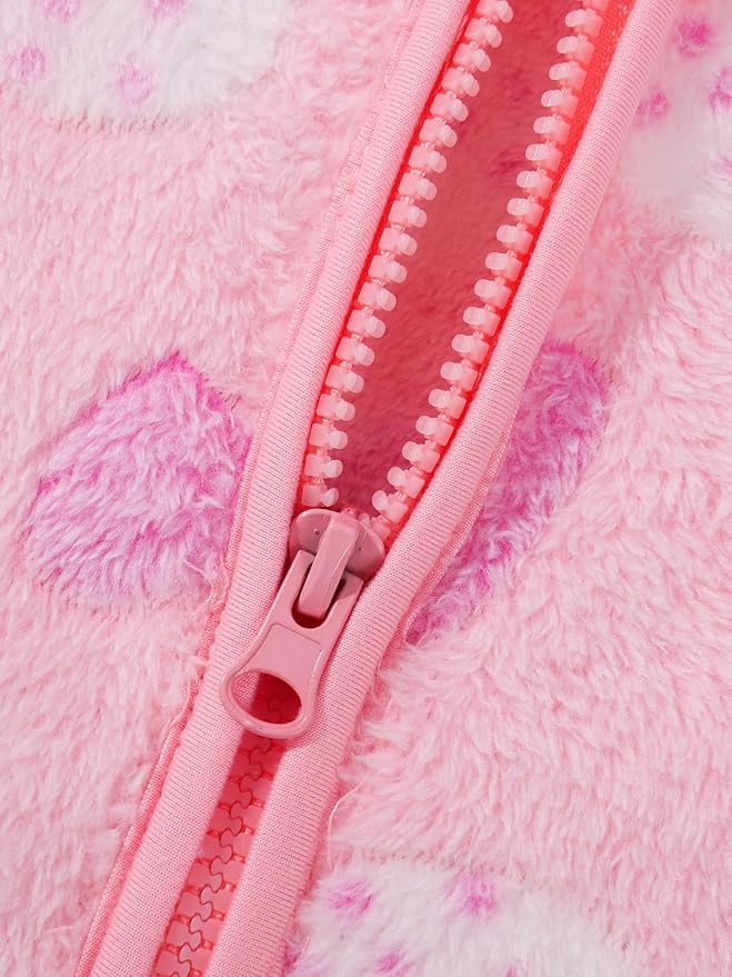 Toddler Baby Girl Fleece Jackets Fall Clothes Hooded Zip Fuzzy Coats - Image 7