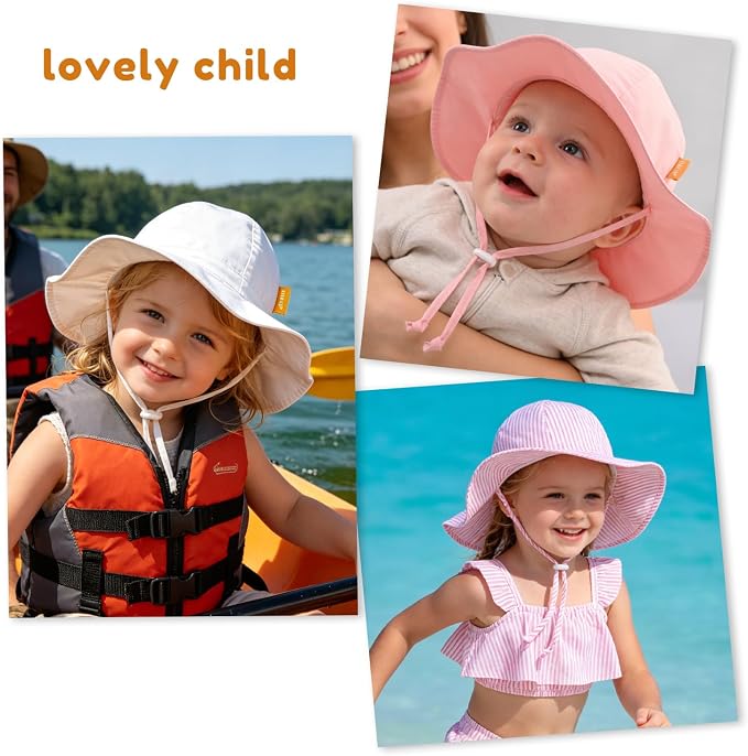Baby Girl Sun Hat with UPF 50+ Outdoor Adjustable Toddler Beach Hat with Wide - Image 7