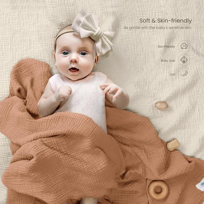 lulumoon Muslin Swaddle Blanket Baby: Cotton Receiving Wrap - Image 4