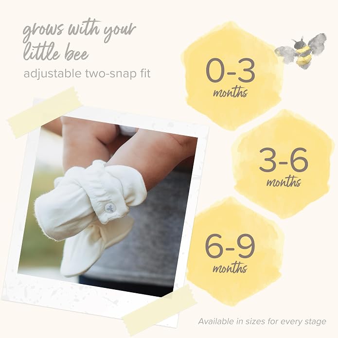 Burt's Bees Baby Unisex 100% Organic Cotton, Adjustable Booties | Easy-on and - Image 5