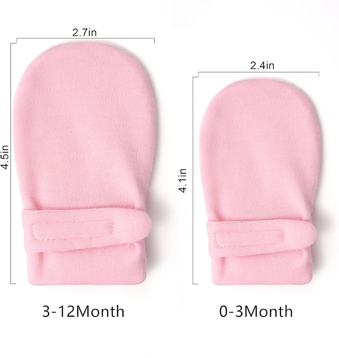 Newborn Baby No Scratch Mittens Stay On, 100% Cotton Breathable, Adjustable - Image 6
