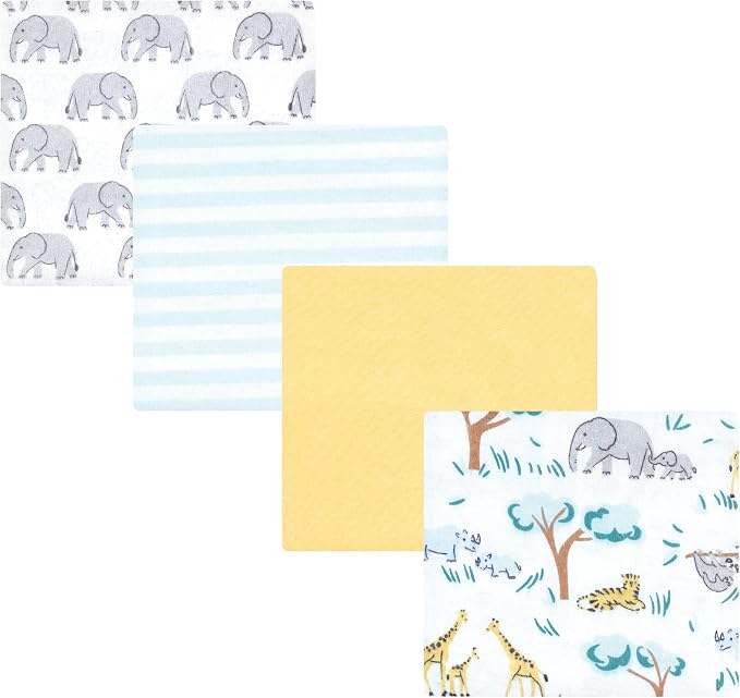 Hudson Baby Unisex Baby Cotton Poly Flannel Receiving Blankets, Safari Friends by HudsonBaby