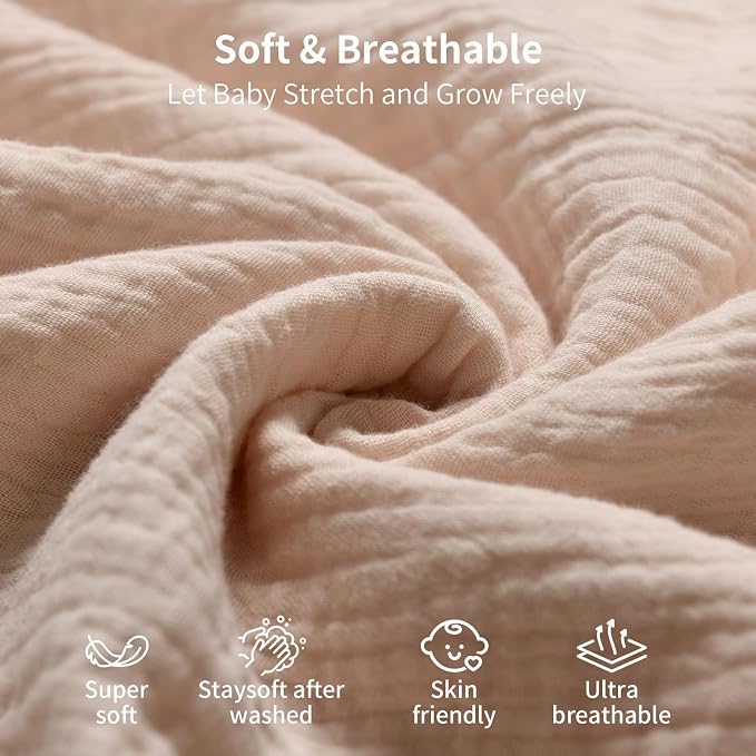 Muslin Swaddle Blankets for Newborn, 2 Pack Breathable Soft Receiving Blanket - Image 5