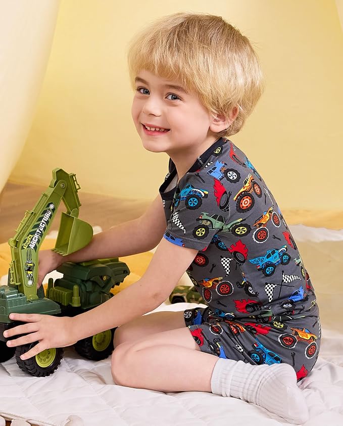 babee Reshinee Bamboo Viscose Toddler Boys Pajamas Set, Short Sleeve Kids - Image 9
