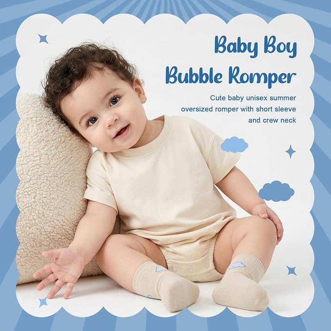 Bafeicao Baby Boy Girl Bubble Romper Infant Toddler T-Shirt Bodysuit | Organic - Image 6