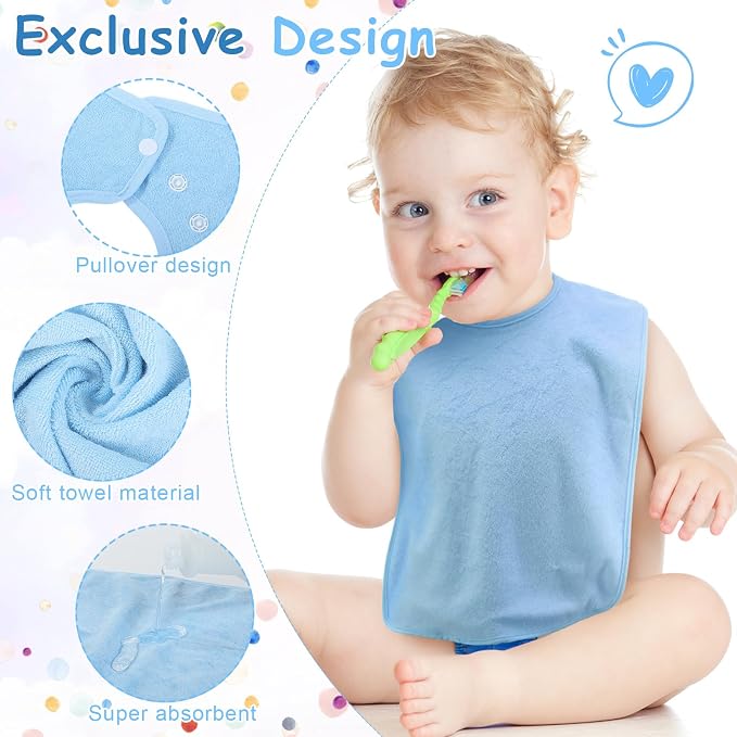 Hercicy Full Coverage Pullover Toddler Baby Bibs | Terry Cloth Bibs - Image 3