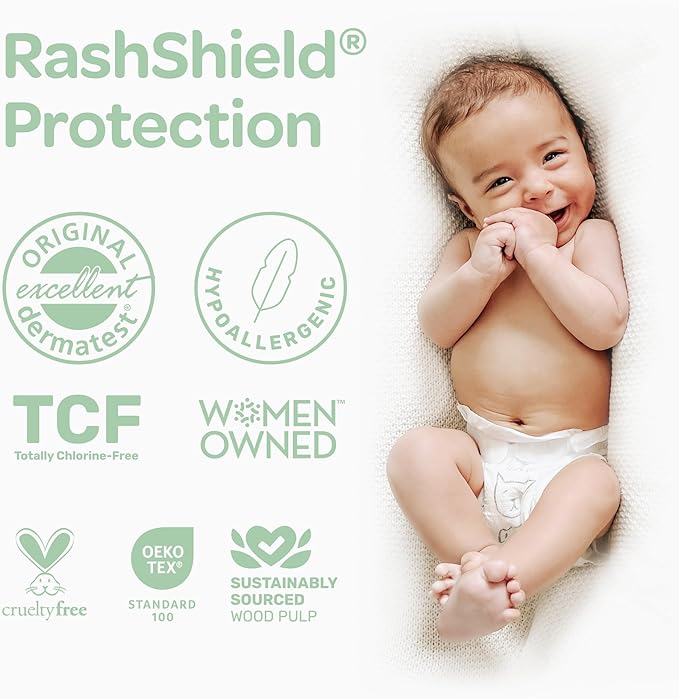 Parasol Clear+Dry Disposable Diapers and Clear+Pure Wipes, RashShield Protection, Size 6 (35 lbs and Up), Diaper Bundle of 120 Diapers & 240 Wipes