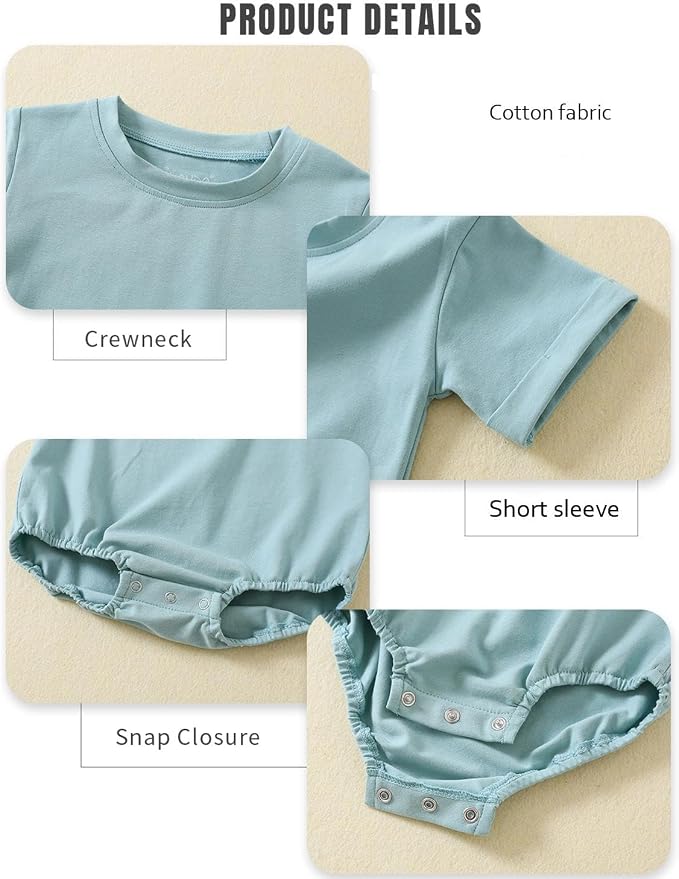 Jimonda Baby Bubble Romper Short Sleeve Bodysuit T-Shirt | 100% Cotton - Image 3