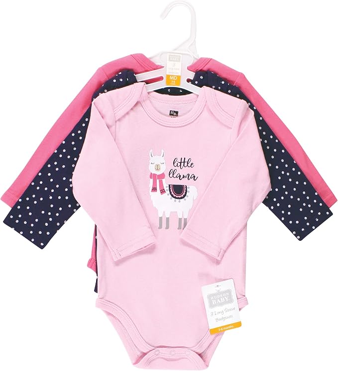 Hudson Baby Baby Girls' Cotton Long-sleeve Bodysuits 3-pack - Image 2