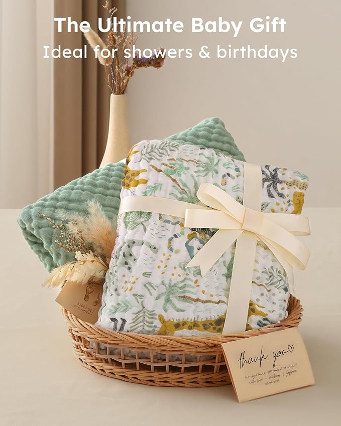 Yoofoss Hooded Baby Bath Towels 2 Pack 100% Muslin Organic Cotton - Image 4