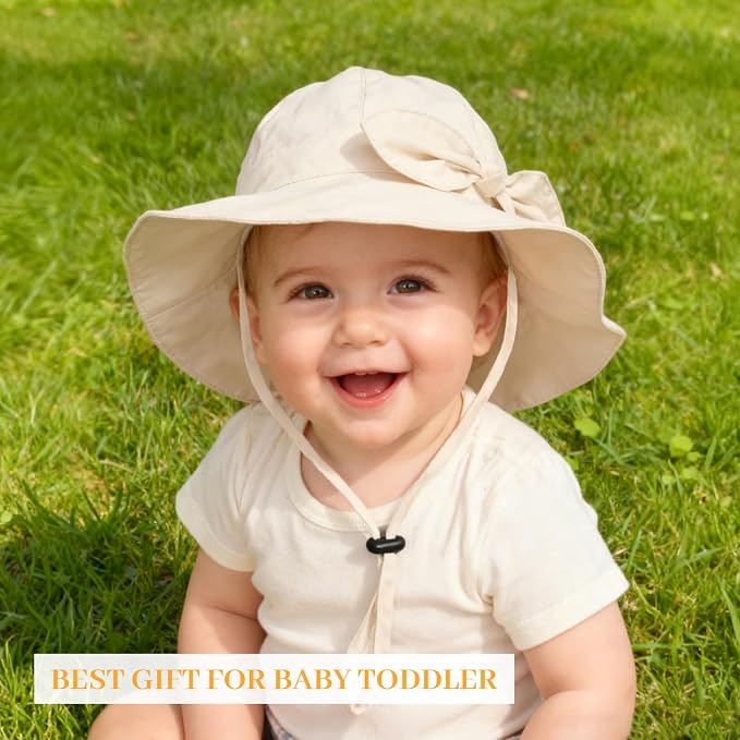 Baby Girl Sun Hat with UPF 50+ Outdoor Adjustable Beach Hat with Wide Brim - Image 2