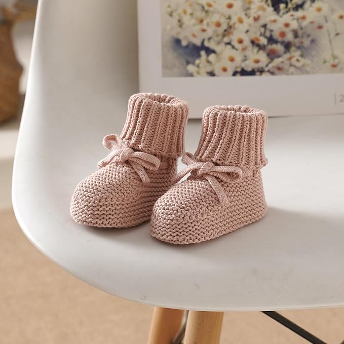 Hadetoto 100% Organic Cotton Baby Beanie and Booties Set | Newborn, Knit Sock - Image 7