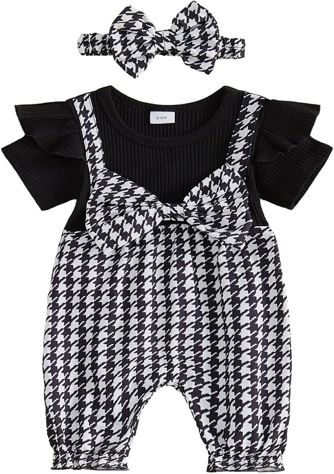 YINGISFITM Newborn Baby Girl Summer Clothes Short Sleeve Bubble Romper Bow by YINGISFITM