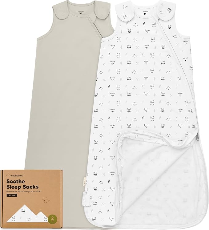 2-Pack Organic Baby Sleep Sacks, 100% Cotton 0.5TOG by KeaBabies