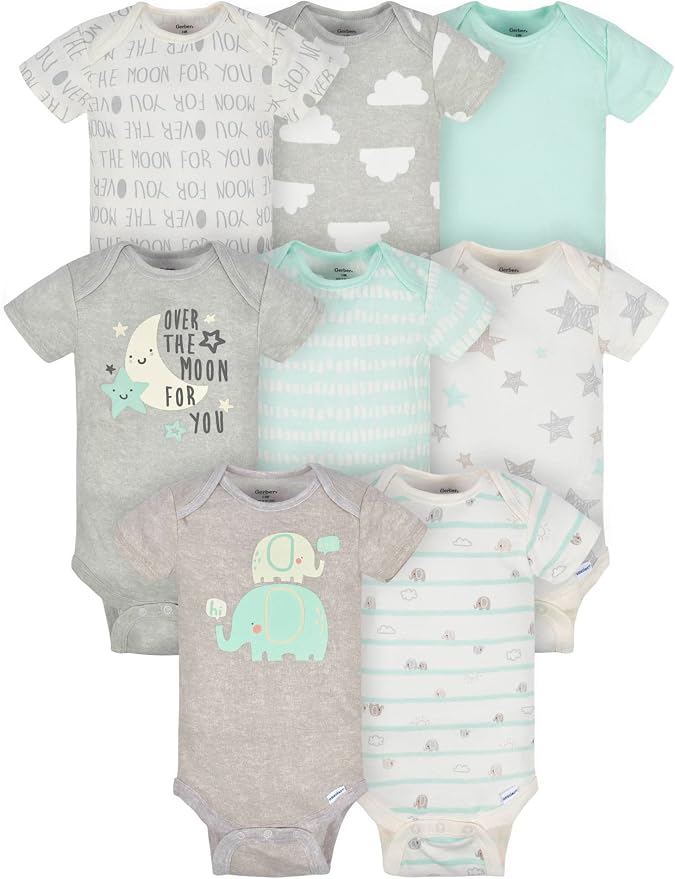 Gerber Baby Boys & Girls 8-Pack Short Sleeve Onesies Bodysuits by Gerber