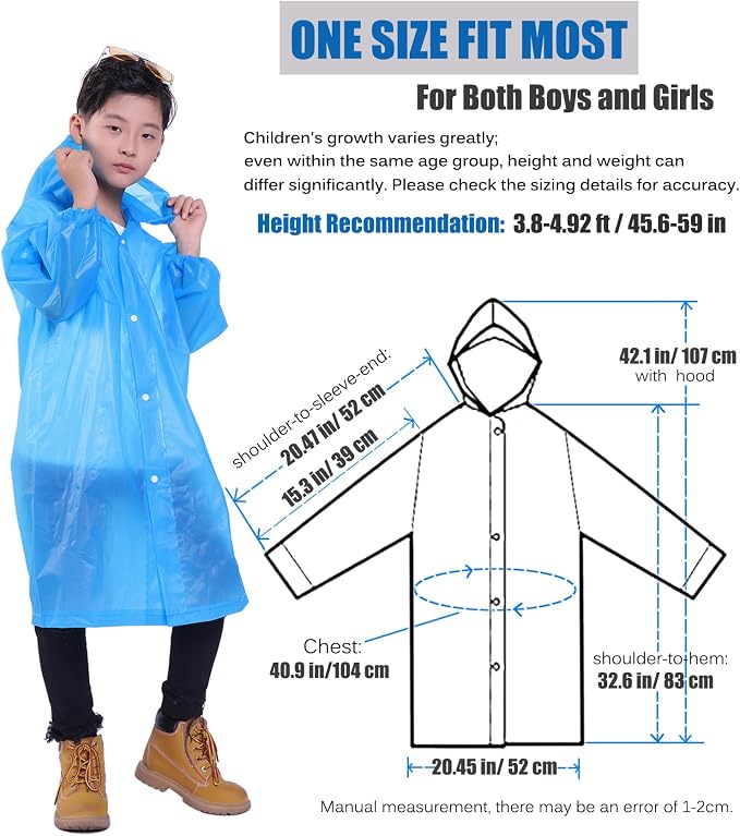 Kids Rain Jacket, 2 Pack Rain Ponchos - Image 2