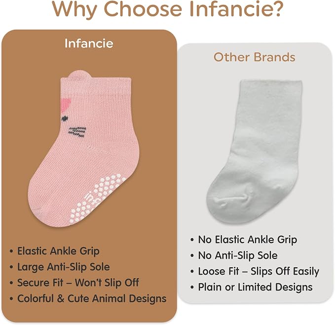 GOTS Organic Cotton Blend 7 Baby Socks 0-6 Months Animal Design Non Slip - Image 8