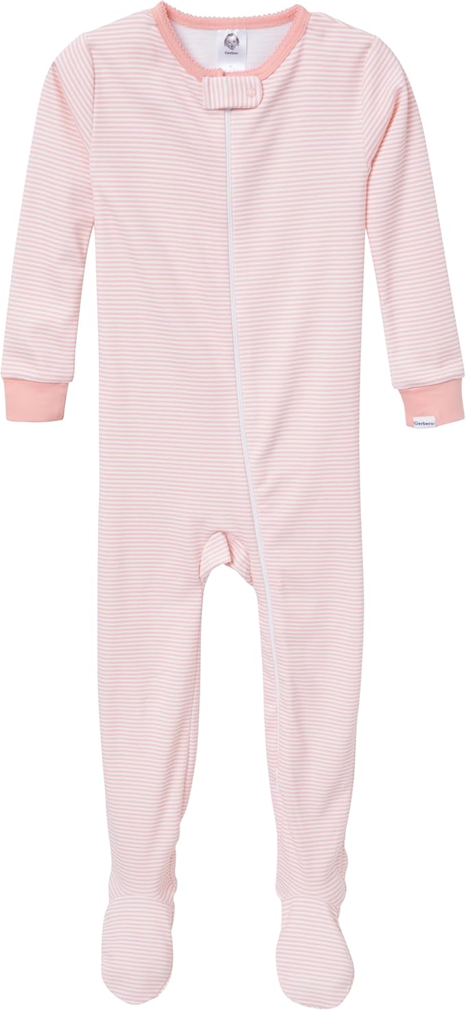 Gerber Baby Girls 4-pack Footed Pajamas - Image 3
