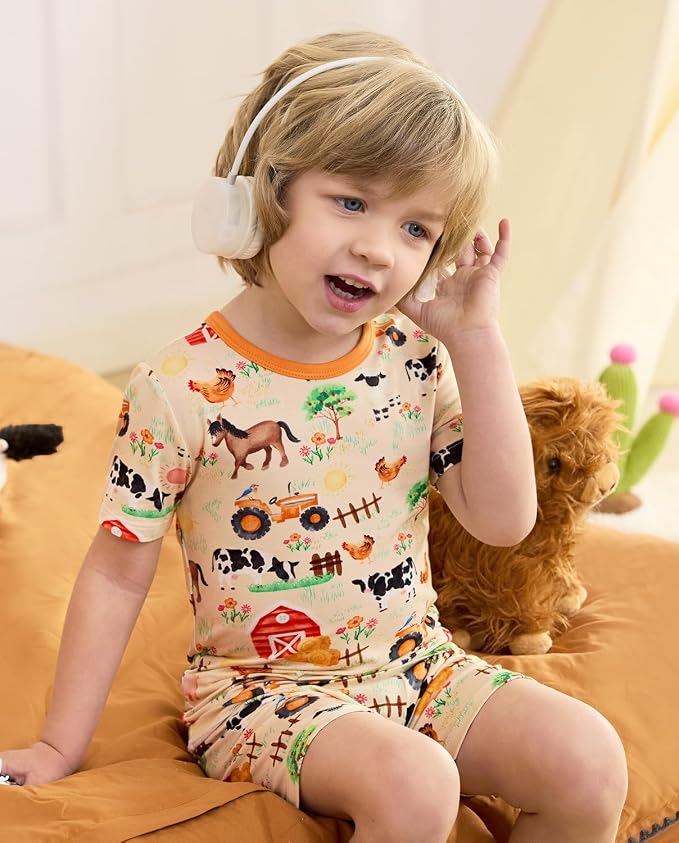 babee Reshinee Bamboo Viscose Toddler Boys Pajamas Set, Short Sleeve Kids - Image 7