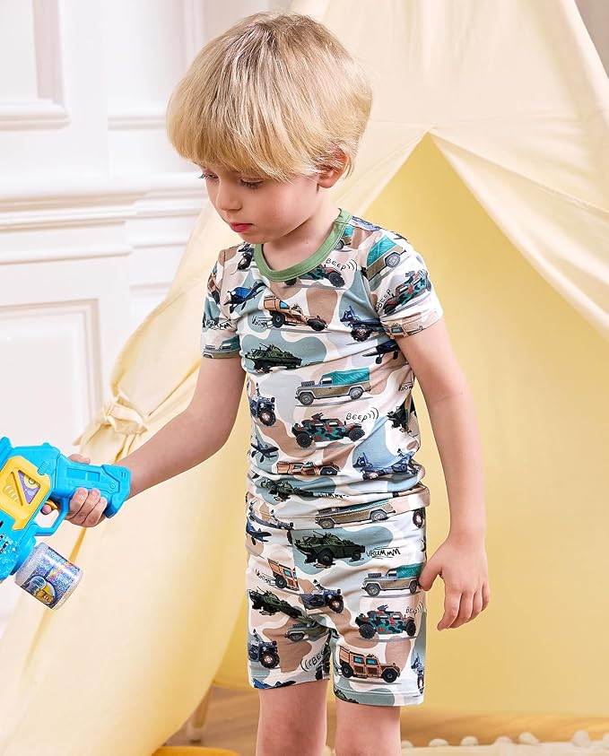 babee Reshinee Bamboo Viscose Toddler Boys Pajamas Set, Short Sleeve Kids - Image 9