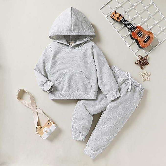 Happy Town Baby Fall Outfits for Girl Boy Long Sleeve Hoodie Top and Long - Image 2